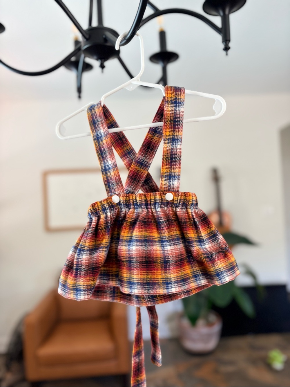 Plaid Suspender Skirt for Kids - Orange Multi size 3-6 months